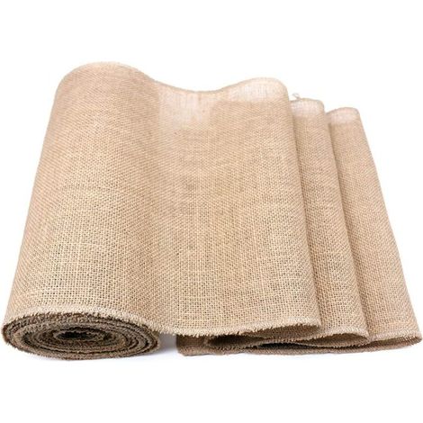 Camino de mesa, yute, 30 cm de ancho, borde con doble costura, festoneado, boda, fiesta, jardín (1/5)