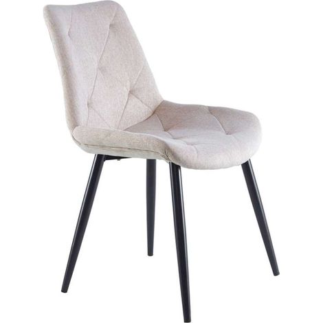 Pack de 4 sillas para cocina o comedor Marlene tapizado textil beige/negro, 85 cm(alto)53 cm(ancho)61 cm(largo) (1/4)