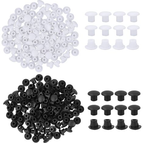 200 Pièces Bouchons Cache-Trou en Plastique 5mm, Blanc Noir Cache Trou Meuble Bouchon de Trou de Percage pour Décorer Trou de Vis Meubles Étagères Armoires (1/5)