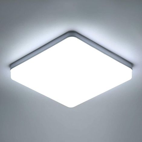 Plafonnier LED Carré 30W, Lampe de Plafond LED 4000LM, IP56 6500K Plafonnier LED, Luminaire Plafonnier Applicable à Salle De Bain, Salon, Cuisine, Chambre, Couloir, Balcon, Garage, 25 CM (1/5)
