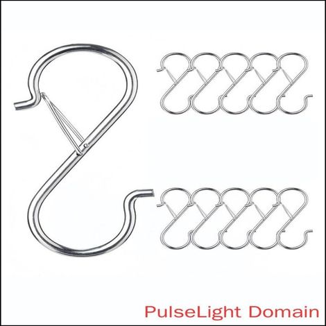 Edelstahl-Federschnalle, S-förmiger Haken, windfest, für Küche, Schlafzimmer, Badezimmer, Balkon, Kleidung, silberfarben, 10er-Pack