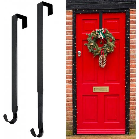 （1 Piece Matte Black）Wreath Hanger for Front Door, Adjustable Wreath Hanger 15-25 Inch Wreath Hanger, 20lb Larger Door Upgrade Wreath Hanger Christmas Fall Wreath Decor Hook (1/5)