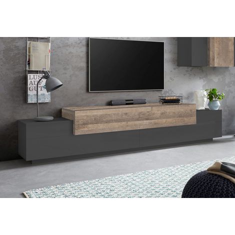 Meuble TV moderne 240 cm anthracite/chêne Corso (1/4)