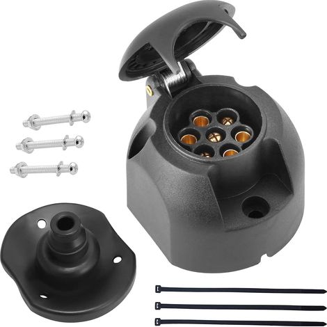 Prise 7Broches Remorque,1 Pièce Prise Attelage 7 Broches 12v,Adaptateur Prise Femelle Auto Remorque Camion,Iso172,Prise 7 Broches Etanche pour Agricole Véhicule,VoitureCaravane (DG76S-1) (1/5)