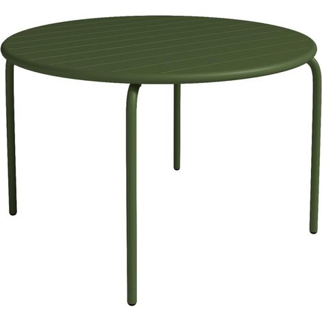 Tavolo tondo da giardino D.110 cm in Metallo Kaki MIRMANDE (1/4)
