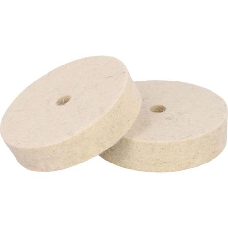 Lot de 2 disques de polissage en feutre de laine de 75 mm avec trou de 10 mm, pour meuleuses d'angle et polisseuses (1/5)