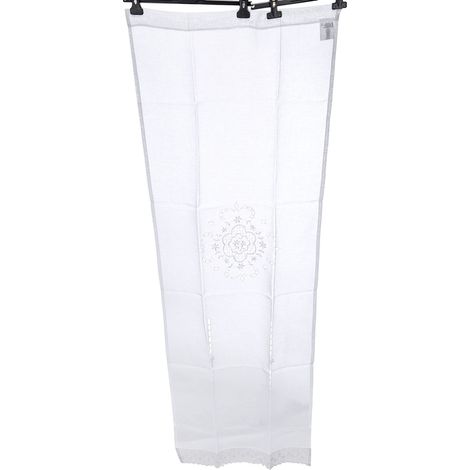 Home Fashion 023/715 – 0105 180 x 0060 cm porta appeso a struttura in lino ricamato, Tessuto, bianco, 180 x 60 cm (1/4)