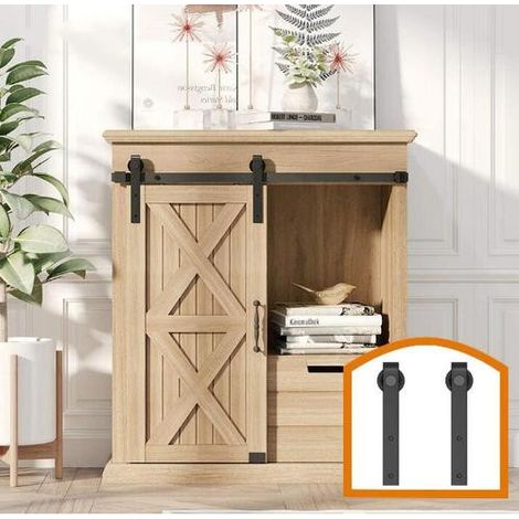 Binario per Porta Scorrevole Kit Fienile Porta Singola Hardware 1.5 M/5FT Per Armadi Mobili TV Mobili Contenitori