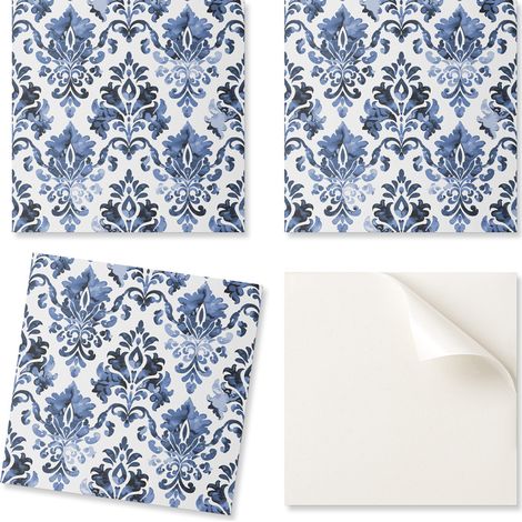 Azulejos de vinilo autoadhesivos - Decoraci贸n con estampado floral estilo barroco 9x30x30 cm