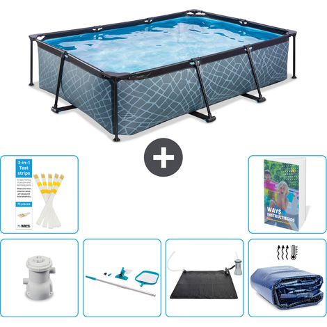 Exit Pool Rechteckig - Steinoptik - 300x200x65 cm - 7-teilig S235