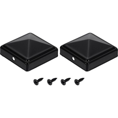 2Pcs Capuchons De Poteau De Clôture, Capuchon Carré De 50mm/1.97-Pouce, Couverture De Poteau Pyramidale En Fer Étanche Avec Vis Pour Clôture Métallique En Bois Terrasse. (1/5)