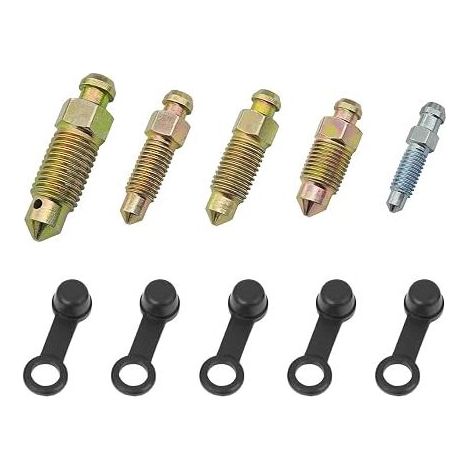 Bleed Screw Brake Bolt Banjo Screw Caliper Bleed Brake Banjo Bolt Bleeder Bolt Screw with Cap M6x1 M7x1 M8x1.25 M10x1 M10x1.25 Bleeder Screw for Motorcycle (1/5)
