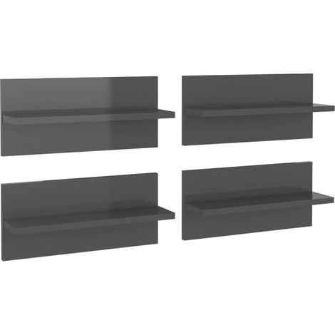 Maison Exclusive - Wandregale 4 Stk. Hochglanz-Grau 40x11,5x18 cm