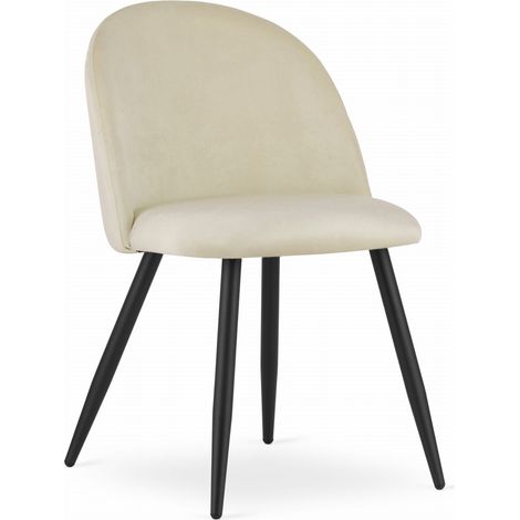Bello-Stuhl – beiger Samt / schwarze Beine x 1 (1/5)