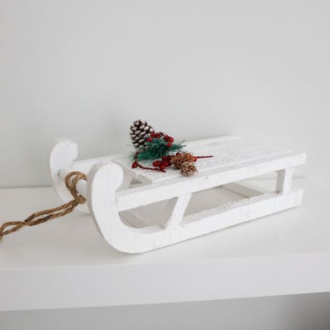 Schlitten aus Holz 31x14cm Dekoschlitten Holzschlitten Weihnachtsdeko Winterdeko (1/2)