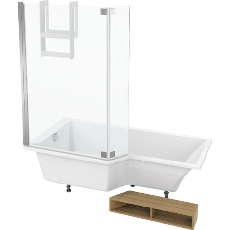 JACOB DELAFON Neo bañera ducha + repisa + mampara de bañera 170 x 90 versión izquierda