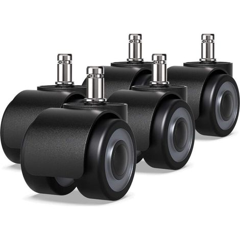 Set di 5 rotelle per sedia da ufficio - 11 x 22 mm - Design con doppio ruote - non graffiare il pavimento - Diametro : 50 mm (11 x 22 mm) (1/5)