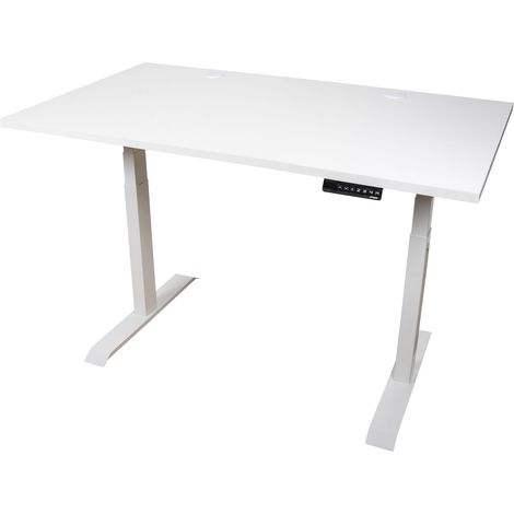 STIER Elektrisch höhenverstellbarer Schreibtisch TSR, 120x80cm, weiß/weiß, mit Doppelmotor, Höhe 595-1245mm, 100kg Tragkraft (1/5)