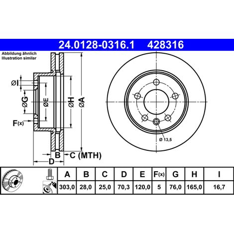 DISQUE DE FREIN AVANT 24012803161 ATE