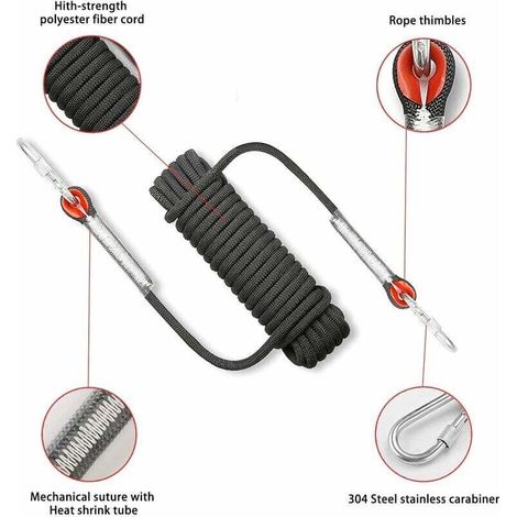 10M Corde De Sécurité d'escalade Extérieure Anti-déchirures Alpinisme Sauvetage Corde,10mm de diamètre Corde pour Le Randonnée (1/4)