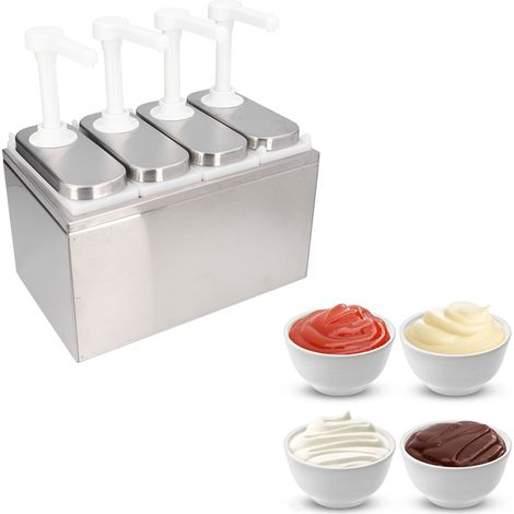 Pompe à sauce en plastique, distributeur de sauce, presse-sauce, pompe à jus, quatre têtes, 1 L/tête (1/5)