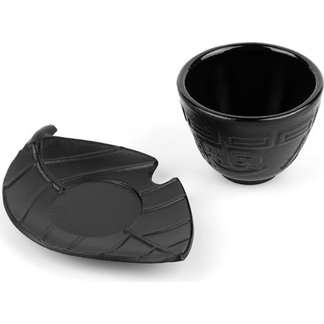 Tasse en fer imprimé imitation fonte japonaise, tasse rétro, pot en fer, dessous de verre assorti, set de thé. (1/5)