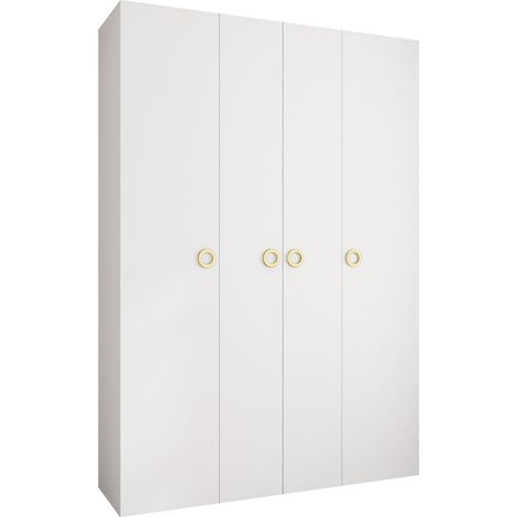 Armario Hartford 554, Blanco, 246x170x42cm, Puertas de armario: Con bisagras, Número de estantes: 12 (1/5)