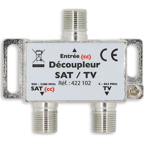 Découpleur TV et Satellite – 1 entrée et 2 sorties – Réjection supérieure à 30 dB – Connecteurs femelles type F à visser – Sedea (1/2)