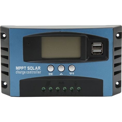 Contrôleur de Charge solaire avec écran LCD, 2 sorties USB, panneau de Protection contre les surintensités, régulateur 12 24V, auto-adaptation 50A (1/5)