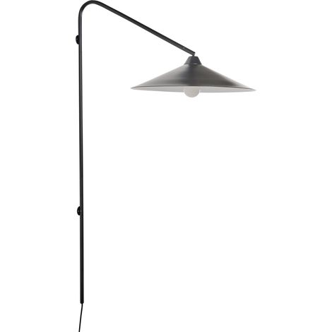 Applique moderna in stile industriale per soggiorno e camera da letto con base e paralume in metallo nero Nenton