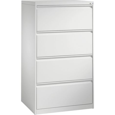 Armoire à dossiers suspendus pour classeurs DIN A4 C+P, tiroirs, deux rangs, façade gris clair, corps gris clair (1/2)
