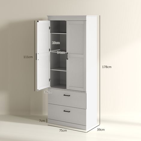 Armoire de cuisine indépendante avec étagères réglables et deux tiroirs larges pour le salon,la cuisine,le blanc (1/5)