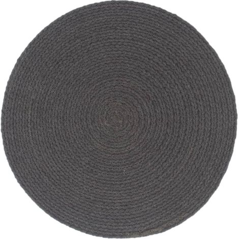 Napperons 4 pcs Gris foncé Plain 38 cm Rond Coton (1/5)