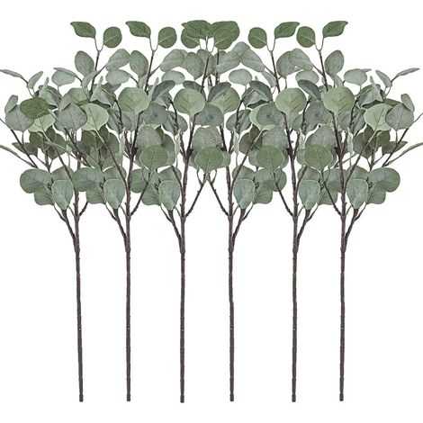 6 Tiges artificielles, eucalyptus soie, 65cm, fil de fer flexible, décoration maison, mariage (1/5)