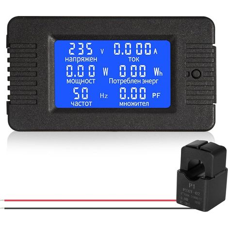 kWh Tester,  PZEM-022 AC Digital Energy Meter Voltage Power Meter Display Panel Ammeter Voltmeter with Closed Type CT 100A (1/5)
