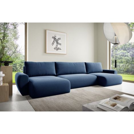 Wohnlandschaft Schlafsofa GALAN Stoff Poso Blau