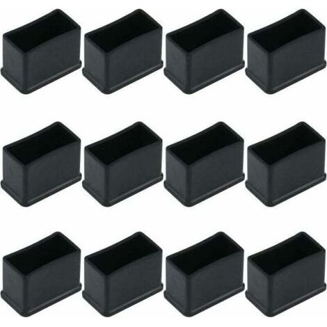 Lot de 12 Embouts de Protection Rectangulaires en Feutre de Caoutchouc pour Pieds de Table ou de Chaise - Noir, 15 x 30 mm.-INHHUB (1/5)
