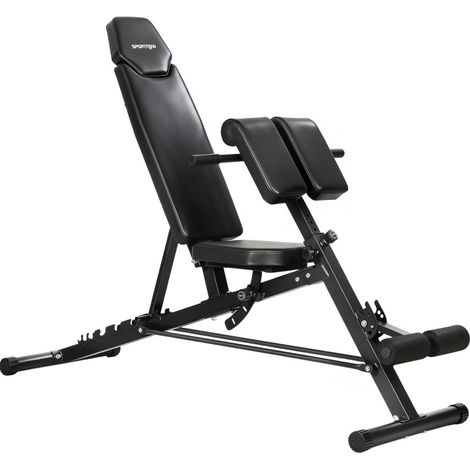 Banc de musculation multifonction réglable avec dossier 6 positions et siège 3 positions, noir (1/5)