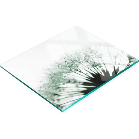 Tablero decorativo multifuncional de vidrio templado con dise帽o de dientes de le贸n, 60x52 cm.