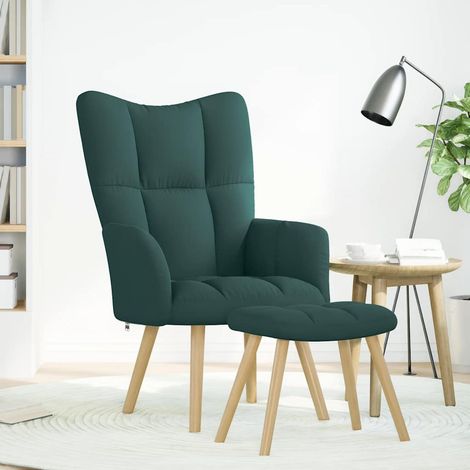 Maison Exclusive - Relaxsessel mit Hocker Dunkelgrün Stoff (1/5)