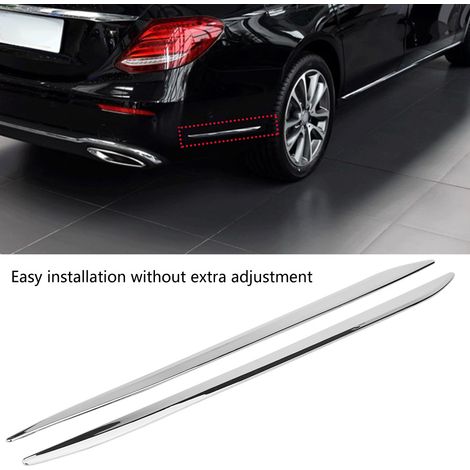 Seitlicher Zierleistenschutz hinten für Mercedes E-Klasse W213 (2016–2018), dekorative Kunststoffleiste, 2-teiliges Set, schwarze Ausführung, sportliches Design (1/5)