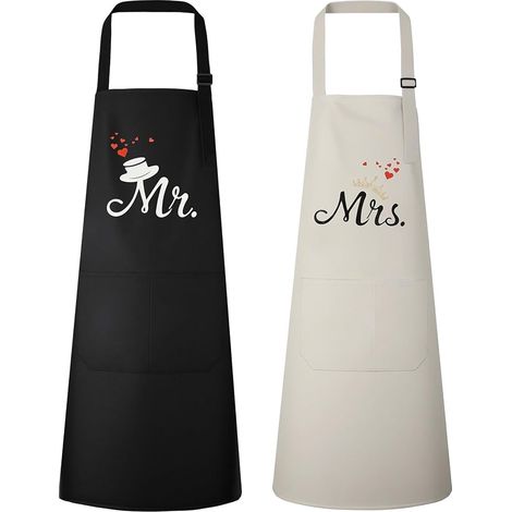 Tablier noir et blanc personnalisé Mr / Mrs