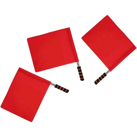 Drapeaux de signalisation routière, drapeaux d'avertissement d'arbitre, ensemble de 3, rouges (1/5)
