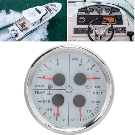Jauge multifonctionnelle 4 en 1 : niveau d'huile, pression d'huile, température de l'eau et voltmètre. Installation universelle de 85 mm, adaptée aux navires, yachts, camping-cars, etc. (1/5)