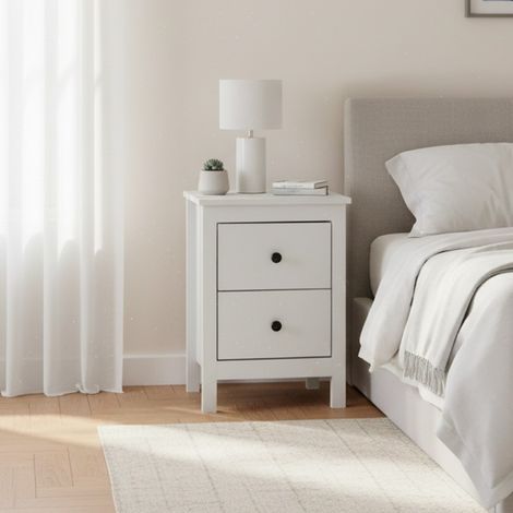 Comodino Karlstad61A con 2 cassetti colore bianco 39x30x54H (1/5)