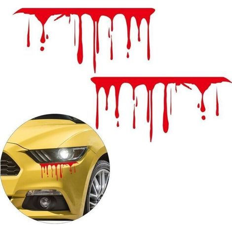 Autocollants voiture effet sang dégoulinant – Lot de 2 stickers décoratifs adhésifs pour carrosserie, design réaliste et résistant (1/4)