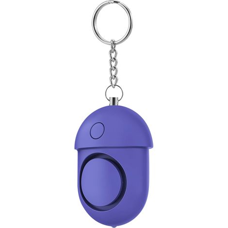 Alarme personnelle de sécurité 130dB avec lampe LED, porte-clés autonome en ABS bleu pour auto-défense et urgence, compacte et puissante (1/4)
