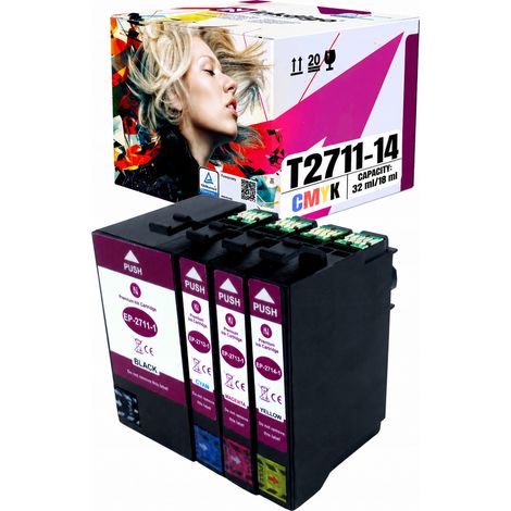 Inchiostro Inkdigo T2711-T2714 compatibile con la stampante Epson WorkForce WF-3620DWF, certificato TÜV. (1/5)
