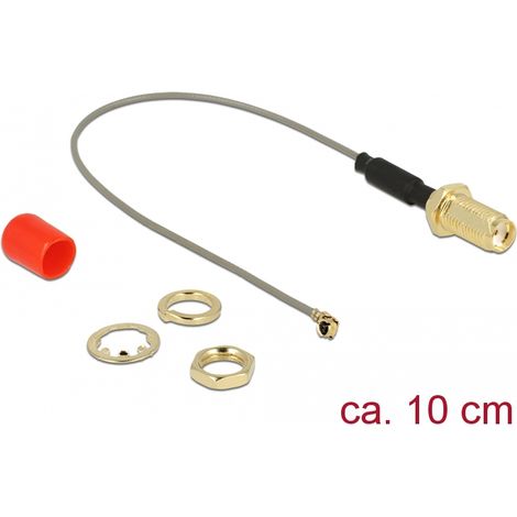 Delock Antena Cable SMA mampara hembra nÃºcleo de ferrita  MHF / U.FL-LP-068 macho compatible 1.13 10 cm longitud de hilo 10 mm