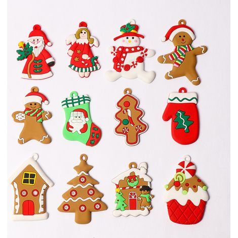 Gingerbread Man - Ornements De Décoration De Noël En Pvc - Pour Arbre De Noël Guirlande Et Couronne - Lot De 12 (1/5)